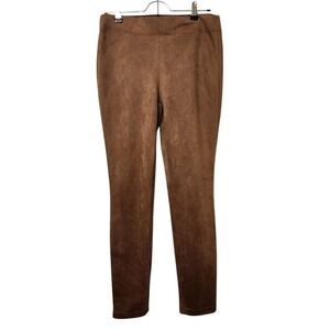 Max Studio Brown Faux Suede Legging Pants Women Size S Stretch Pull On